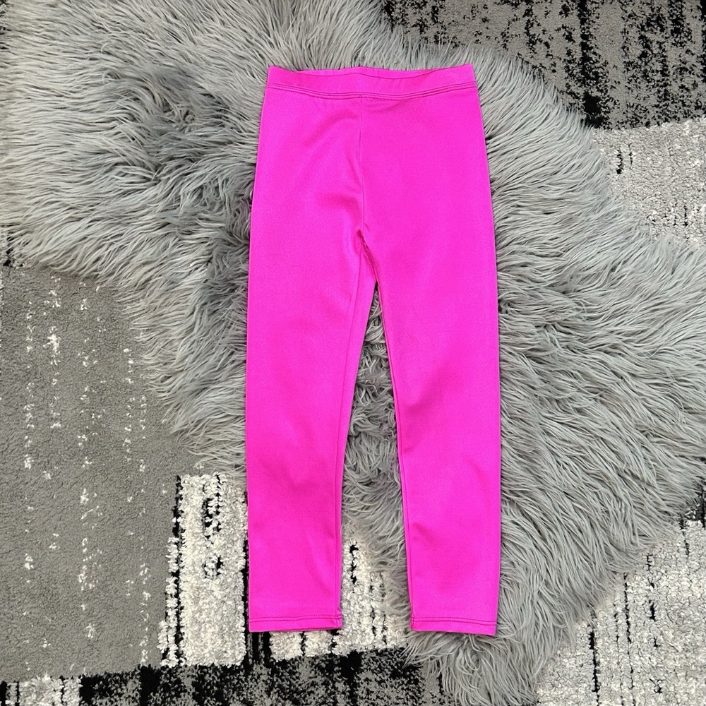 Frenchie Bright Metallic Girls Pink‎ Leggings Size 8Y Ankle Length.
